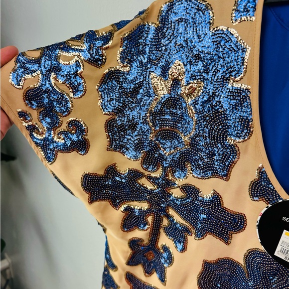 NWT Tracy Reese x Neiman Marcus Target Blue Sequin Top Size Small - Picture 7 of 10